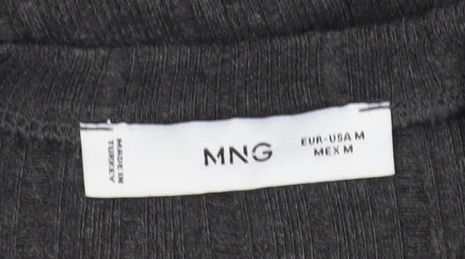 MNG Women's Black T-Shirt, Size M, 3/4 Sleeve, Casual