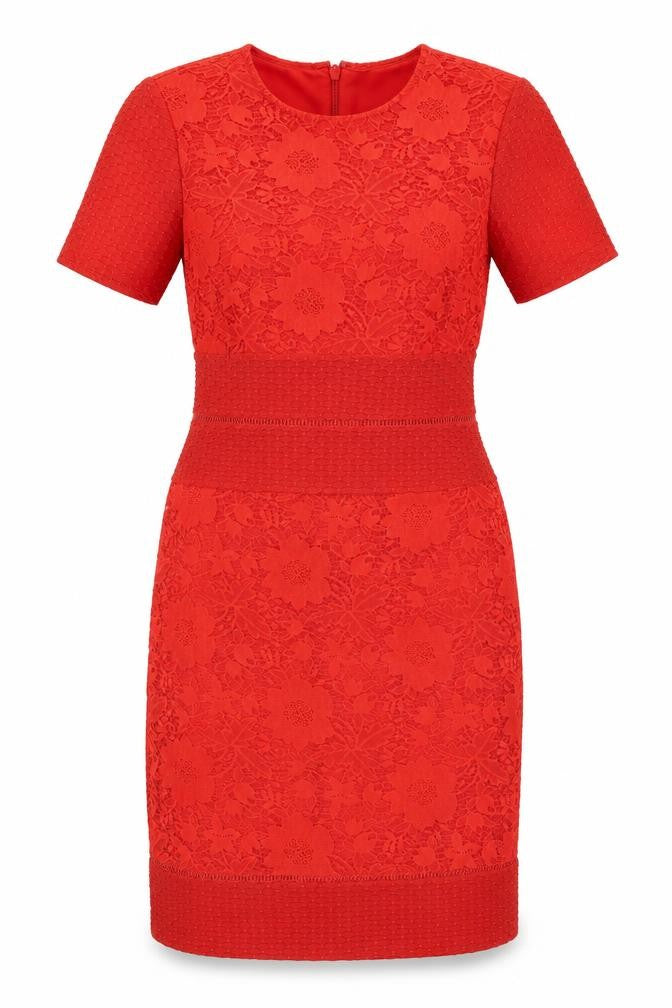 Miss Selfridge Red Bodycon Dress, UK 12, Party Floral Lace