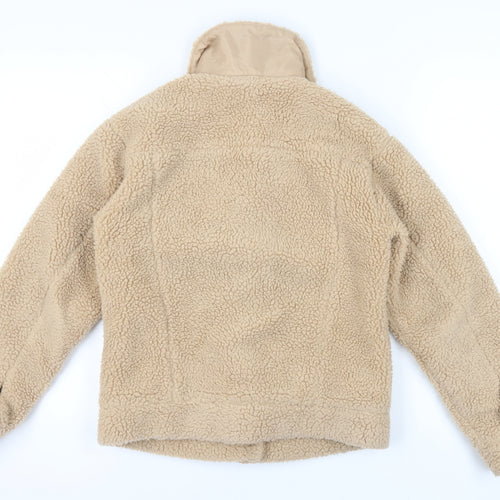 New Look Women's Beige Fleece Jacket, Size 6, Collared Style