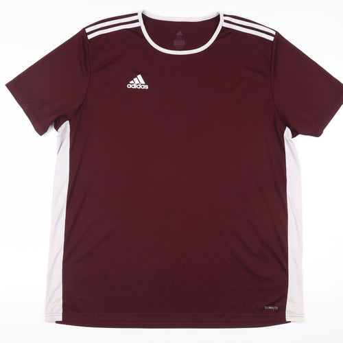 Adidas Men’s 2XL Red T-Shirt, Short Sleeve, Crew Neck