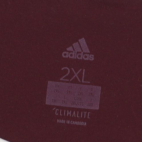 Adidas Men’s 2XL Red T-Shirt, Short Sleeve, Crew Neck