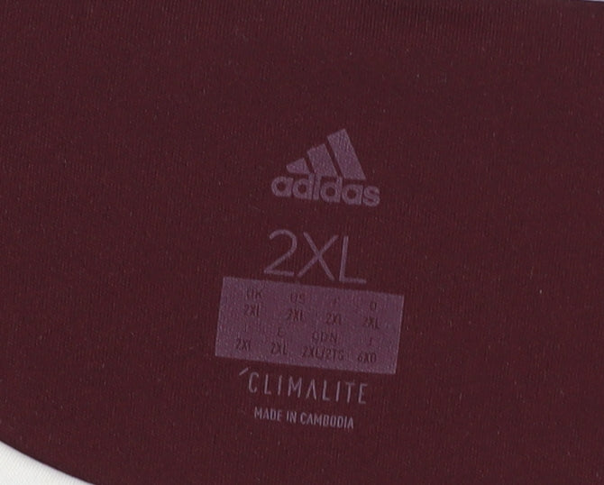 Adidas Men’s 2XL Red T-Shirt, Short Sleeve, Crew Neck