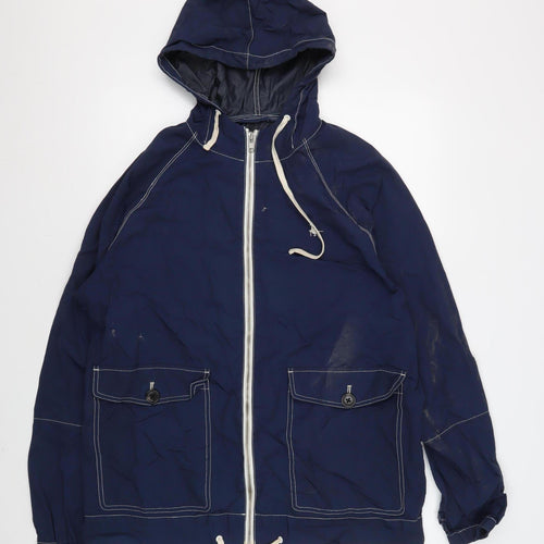 Jack Wills Men's Blue Hooded Windbreaker Jacket L