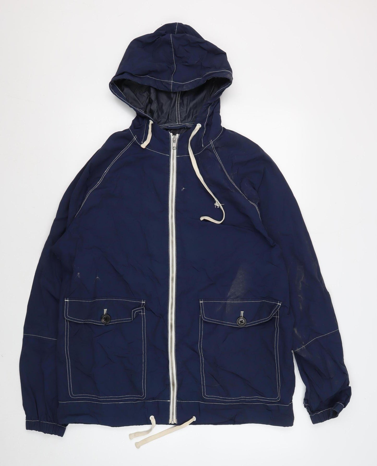 Jack Wills Men's Blue Hooded Windbreaker Jacket L