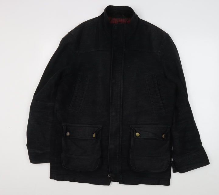 Thomas Nash Men's Black Mid-Length Jacket Size S