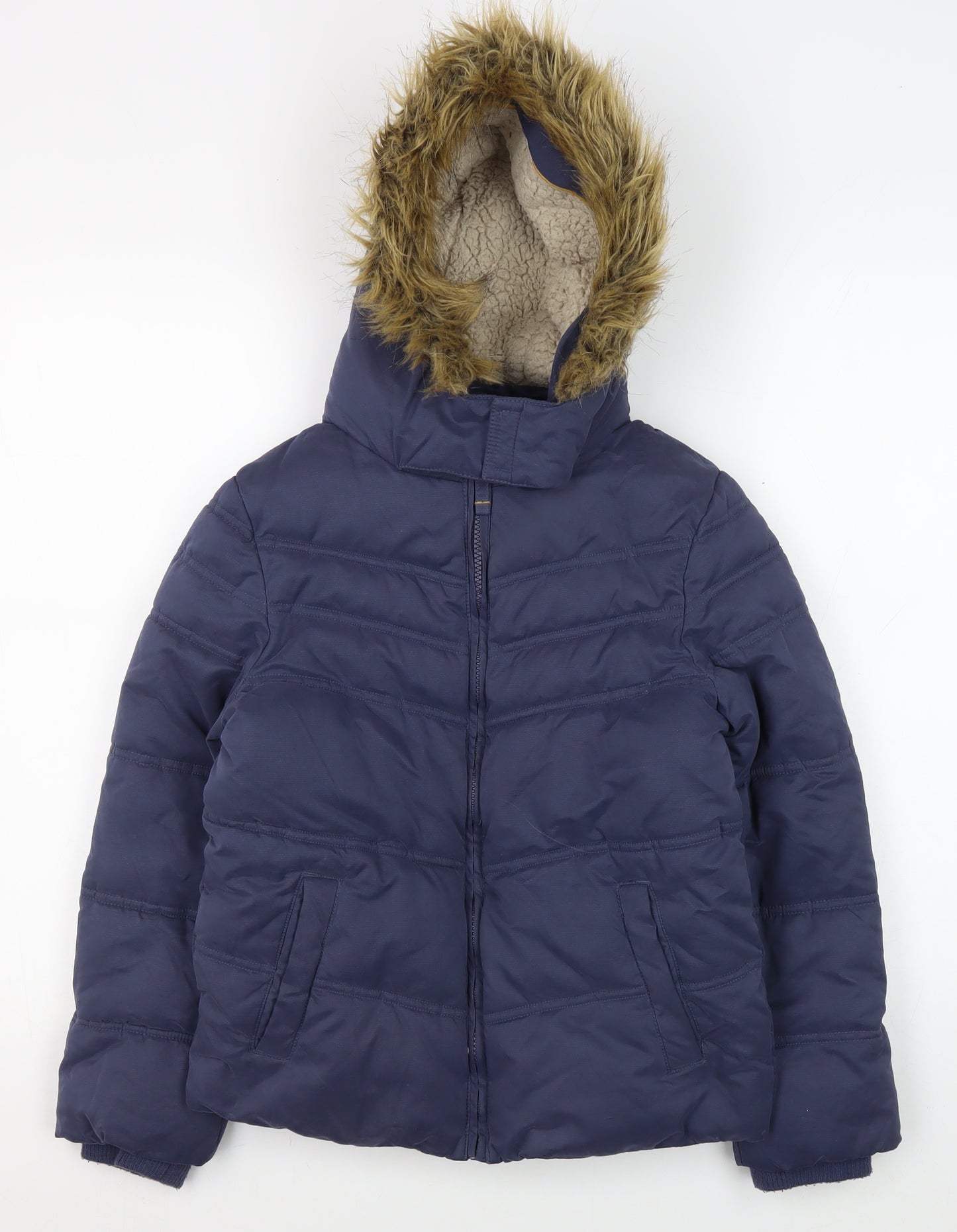 FatFace Boys Blue Puffer Jacket 10-11 Years Hooded Winter Coat