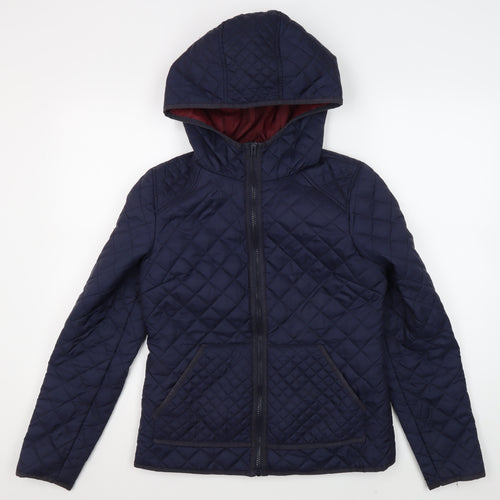 New Look Women's Blue Quilted Hooded Jacket Size 10