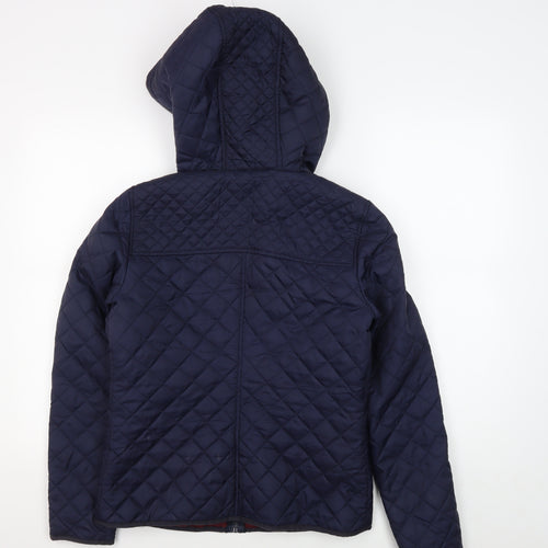 New Look Women's Blue Quilted Hooded Jacket Size 10