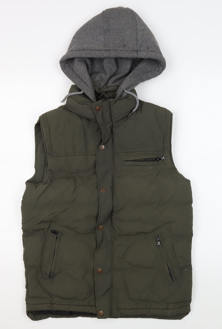 Blue Inc Men's Green Hooded Puffer Jacket S