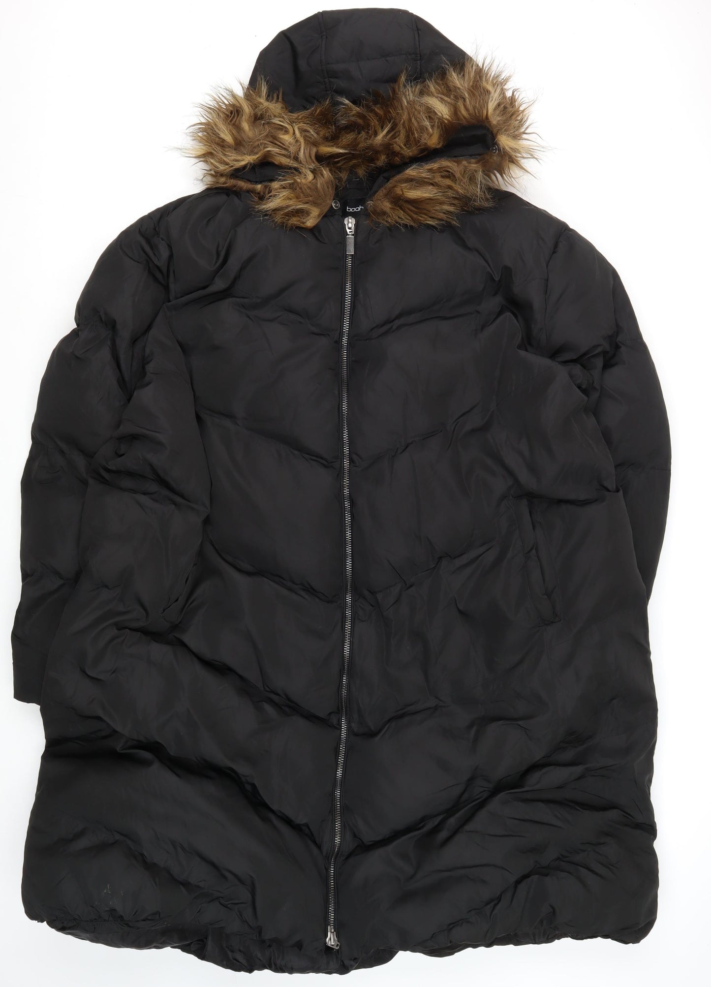boohoo Women’s Black Puffer Jacket Size 28 Winter Coat