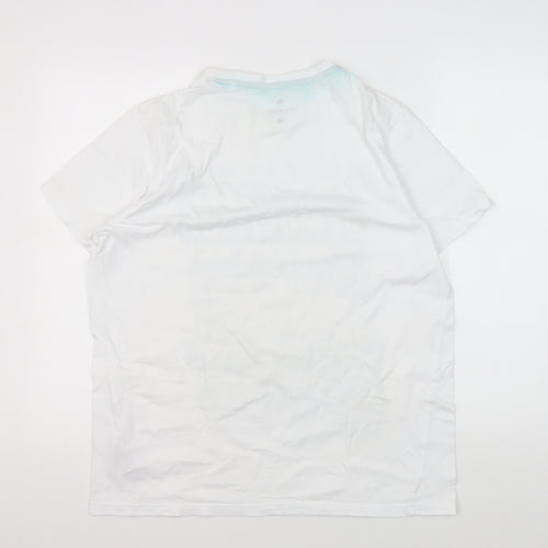 STH Shore Men's White Graphic Retro T-Shirt, L, Cotton