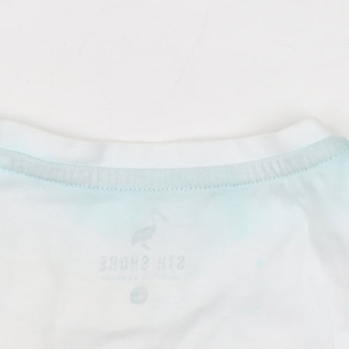 STH Shore Men's White Graphic Retro T-Shirt, L, Cotton