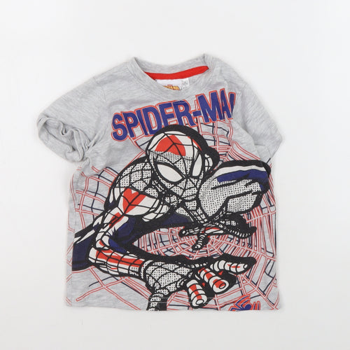 Marvel Spider-Man Boys Grey T-Shirt 2-3 Years Graphic Print