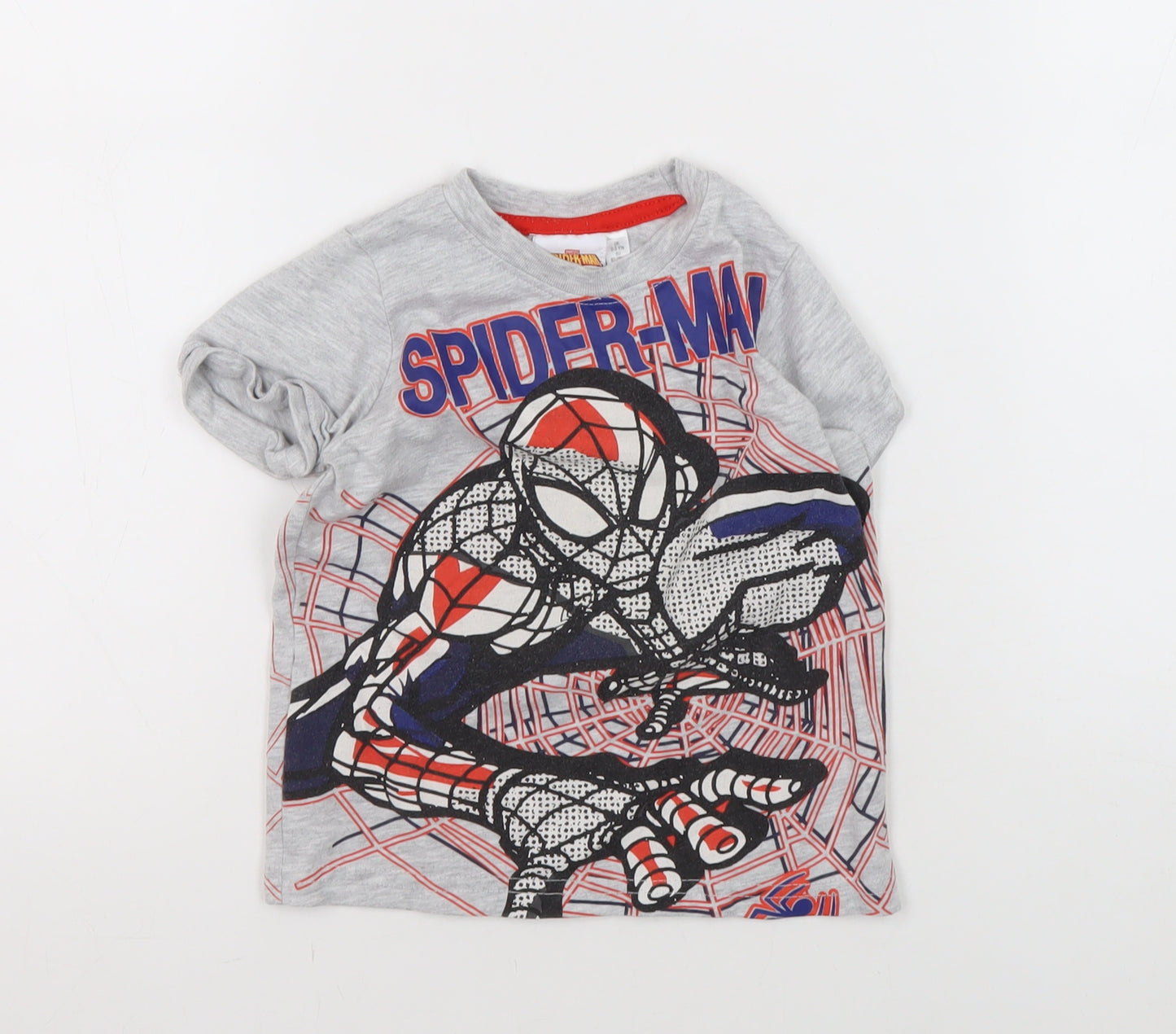 Marvel Spider-Man Boys Grey T-Shirt 2-3 Years Graphic Print