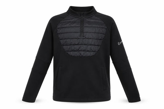 Front view of Nike unisex kids black track jacket l, thermal fleece