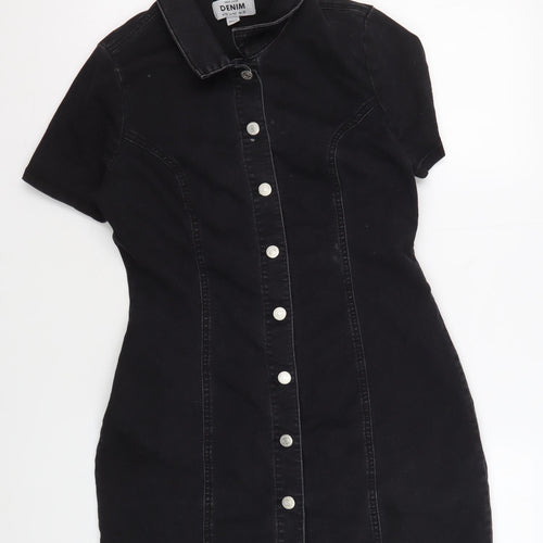 New Look Women's Black Denim Shirt Dress Size 14