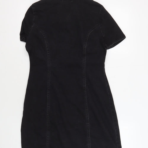 New Look Women's Black Denim Shirt Dress Size 14