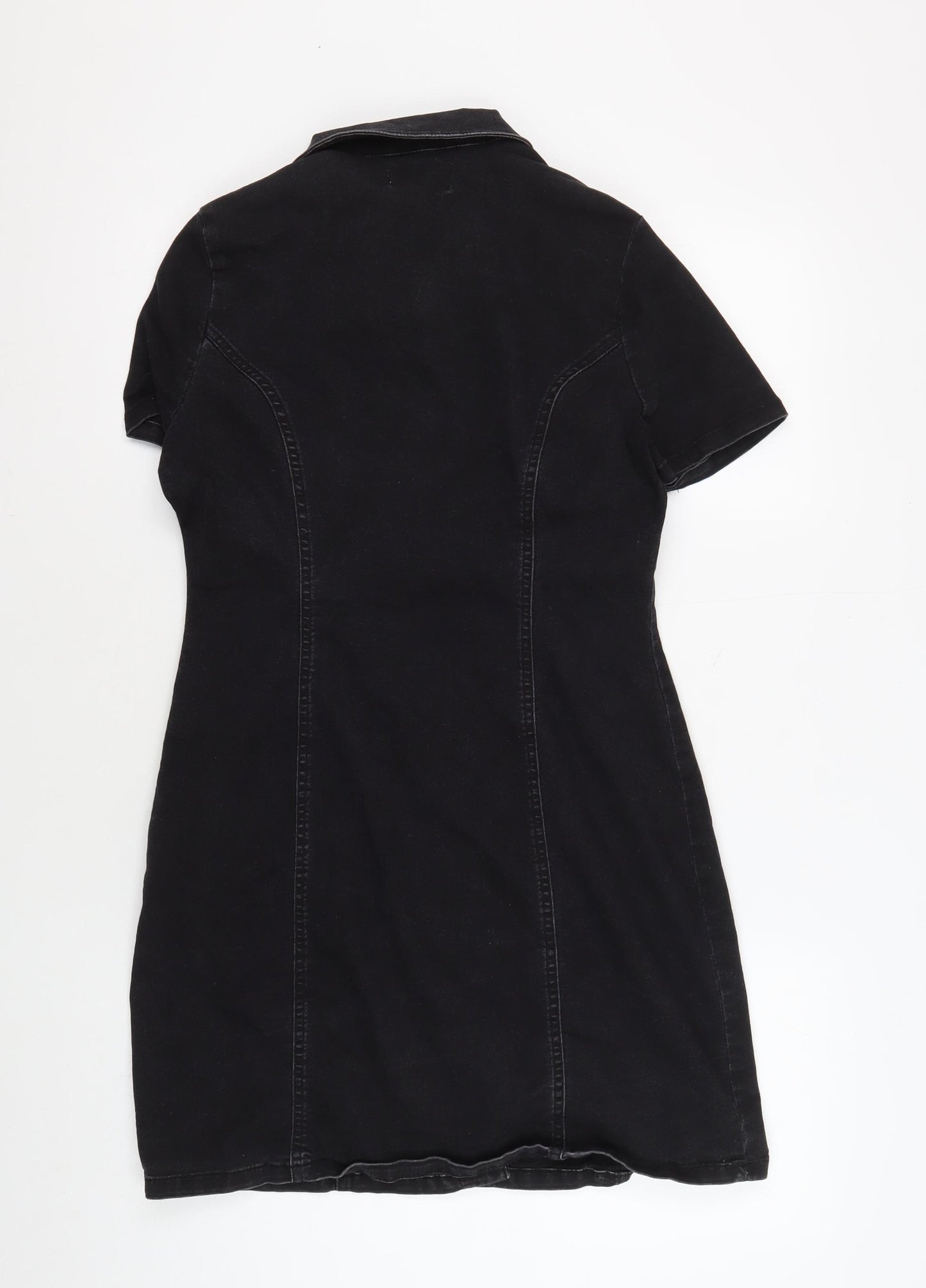New Look Women's Black Denim Shirt Dress Size 14