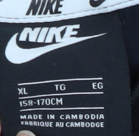 Nike Boys Black XL T-Shirt with Logo, Short Sleeve, Activewear