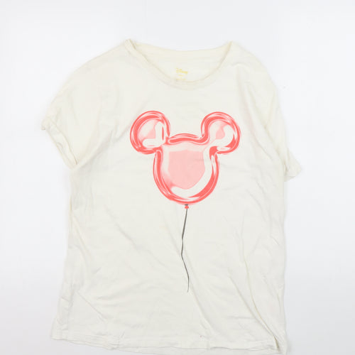 Disney Unisex White T-Shirt L Mickey Mouse Casual