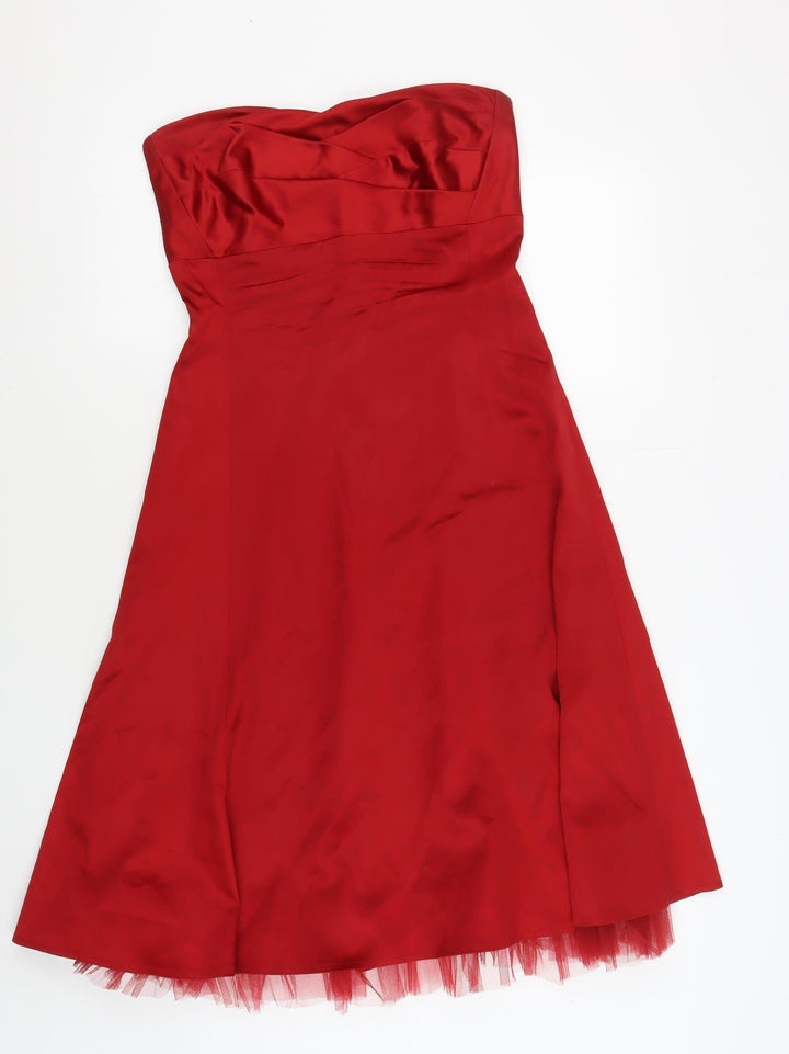 Warehouse Red Hi-Low Strapless Dress Size 12