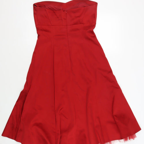Warehouse Red Hi-Low Strapless Dress Size 12