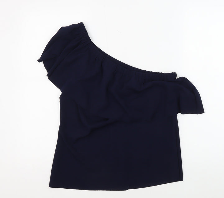 Warehouse Women's Blue One Shoulder Blouse Size 14