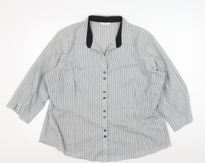 Marks and Spencer Women's Grey Button-Up Size 22