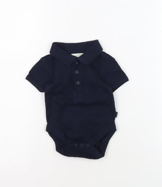 JoJo Maman Bébé Unisex Navy Babygrow 3-6M - Short Sleeve