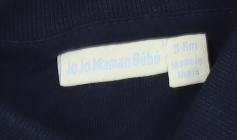 JoJo Maman Bébé Unisex Navy Babygrow 3-6M - Short Sleeve