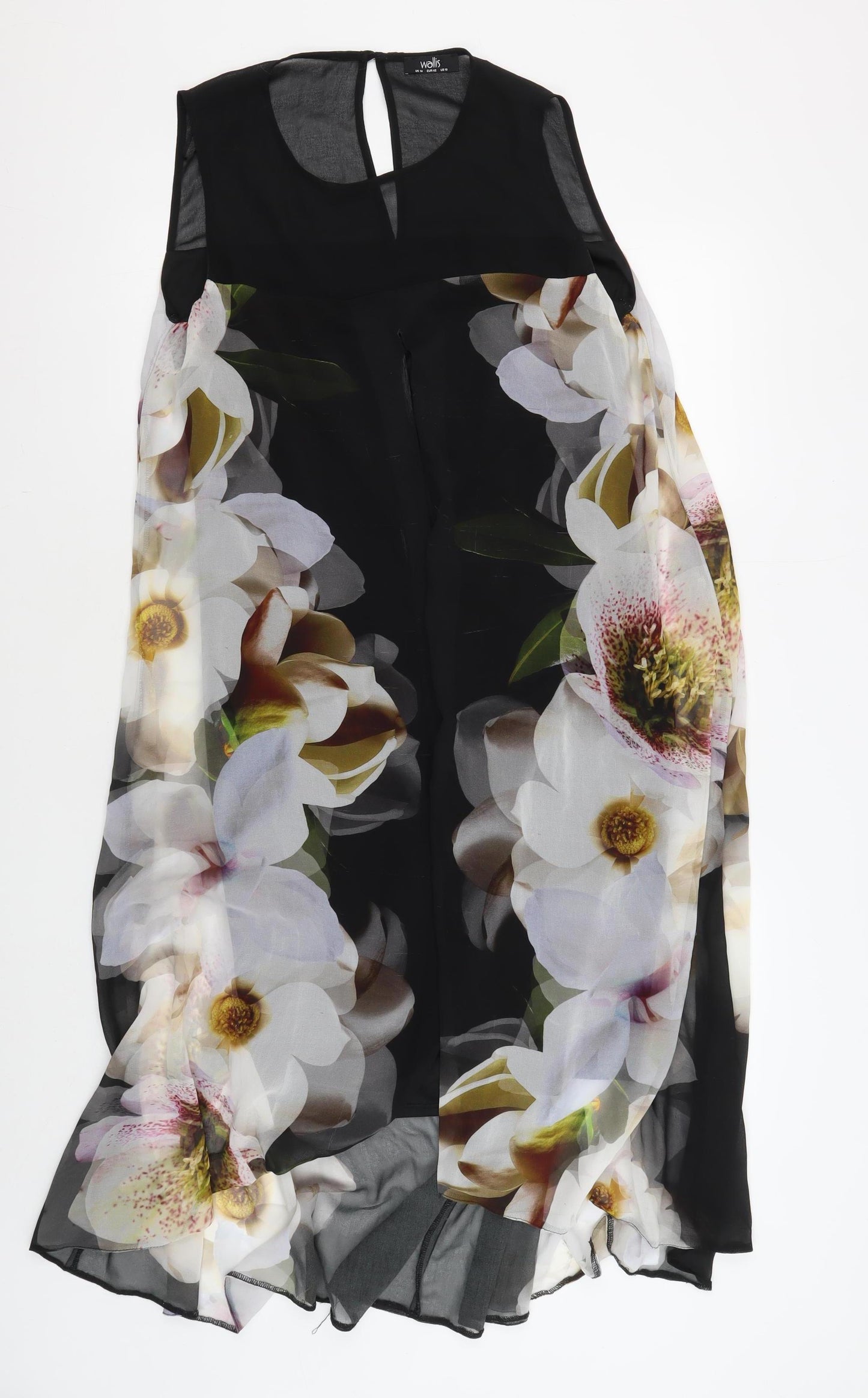 Wallis Women's Black Floral Knee Length Shift Dress