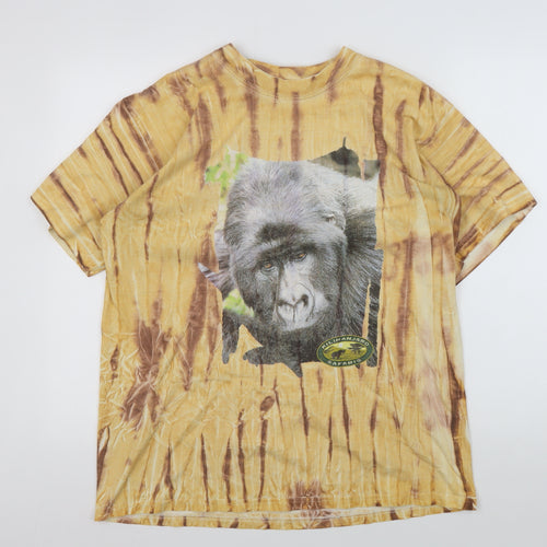 Disney Animal Kingdom T-Shirt Brown L Graphic Cotton