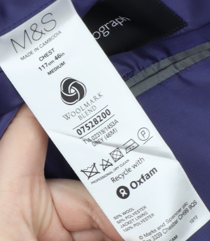 Marks and Spencer Men's Grey 2 Piece Suit 46R/40W/33L