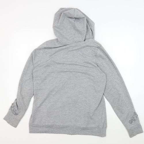 Evans Women's Grey Full Zip Hoodie with Embroidery