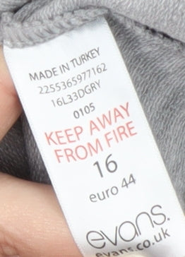 Evans Women's Grey Full Zip Hoodie with Embroidery