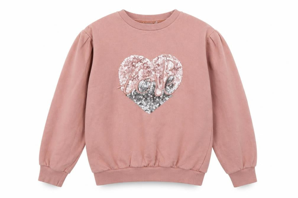 Front view of Next girls’ pink sequin pullover sweatshirt - 14 years