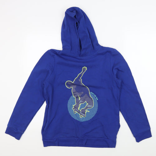 BlueZoo Boys' Blue Skateboarding Hoodie, 13-14 Years