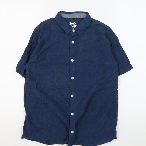Blue Zoo Boys Blue Button-Up Linen Shirt, Age 14 Years