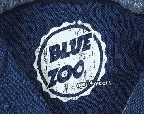 Blue Zoo Boys Blue Button-Up Linen Shirt, Age 14 Years