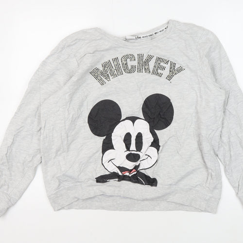Disney Women's Grey Mickey Mouse Pullover Sweatshirt Size 16