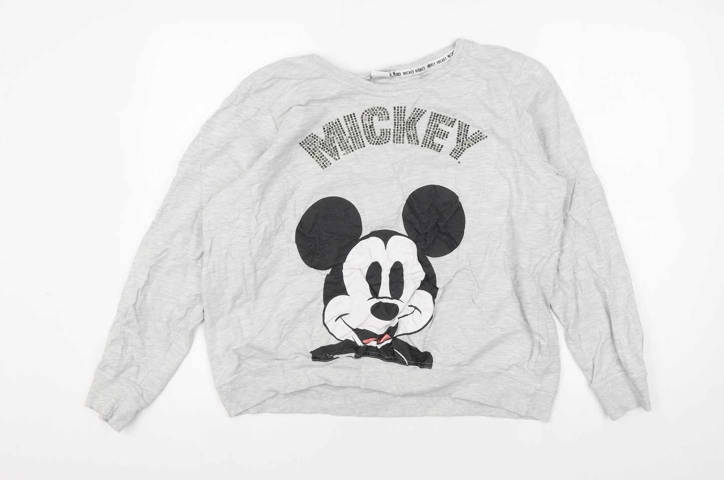 Disney Women's Grey Mickey Mouse Pullover Sweatshirt Size 16
