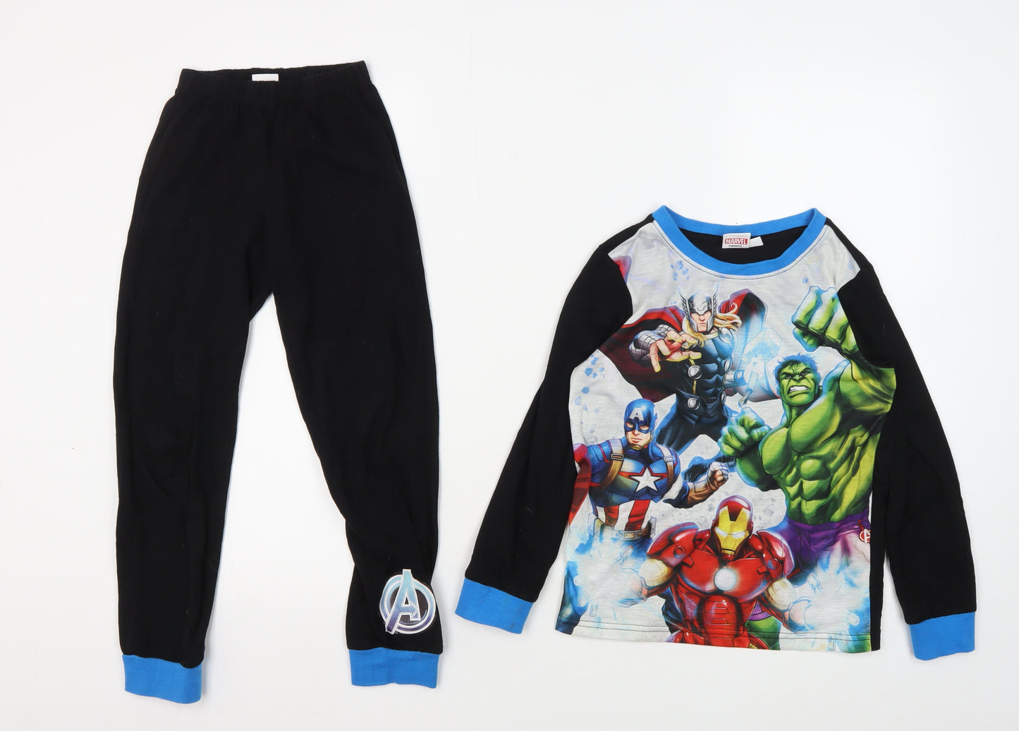 Marvel Avengers Boys 7-8 Black Blue Pyjama Set Superhero