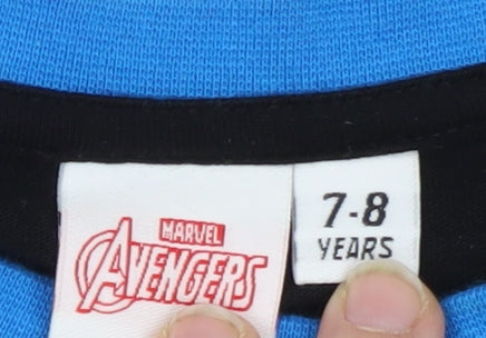 Marvel Avengers Boys 7-8 Black Blue Pyjama Set Superhero