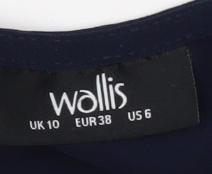 Wallis Women's Blue V-Neck Wrap Midi Dress Size 10