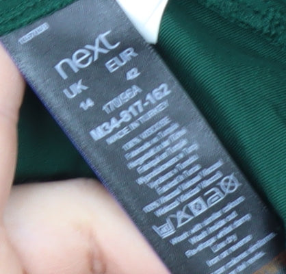 Next Women Green Satin Button-Up Shirt Size 14