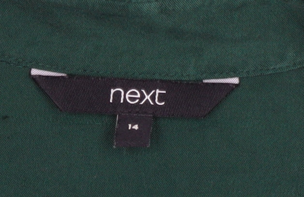 Next Women Green Satin Button-Up Shirt Size 14