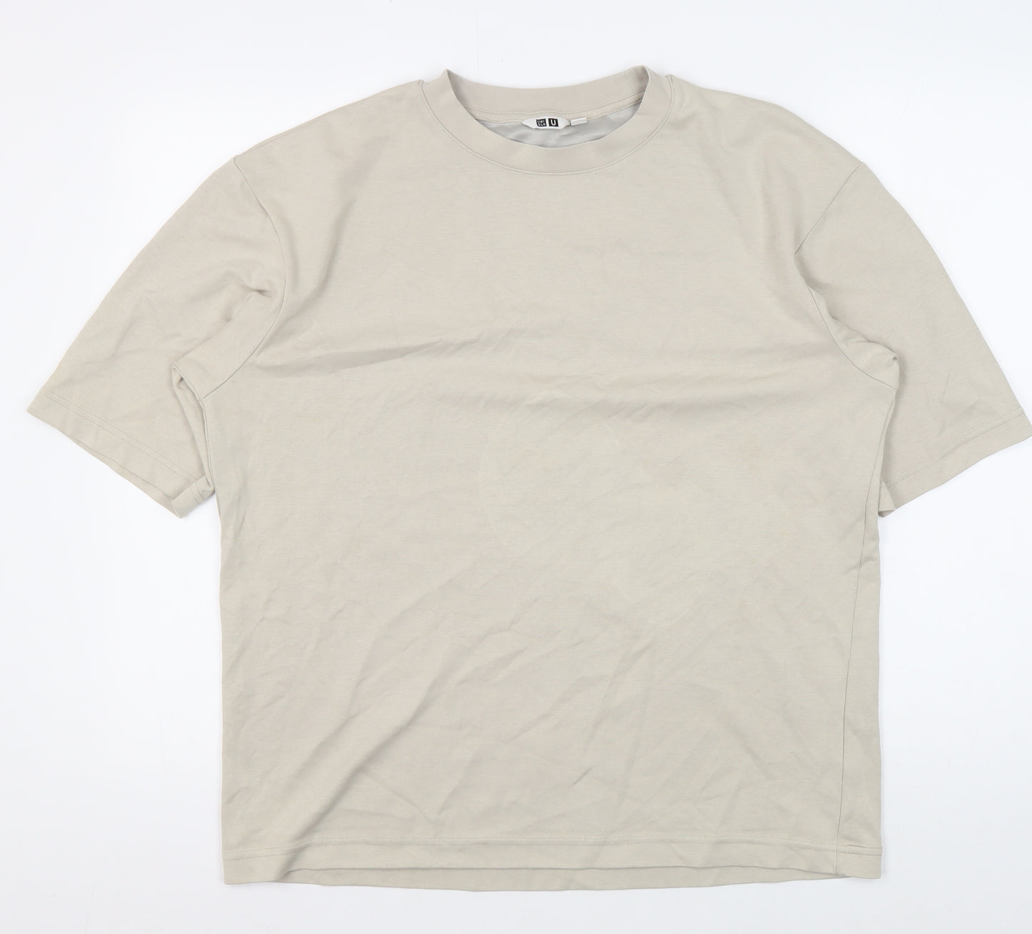 Uniqlo Men's Beige Crew Neck T-Shirt L
