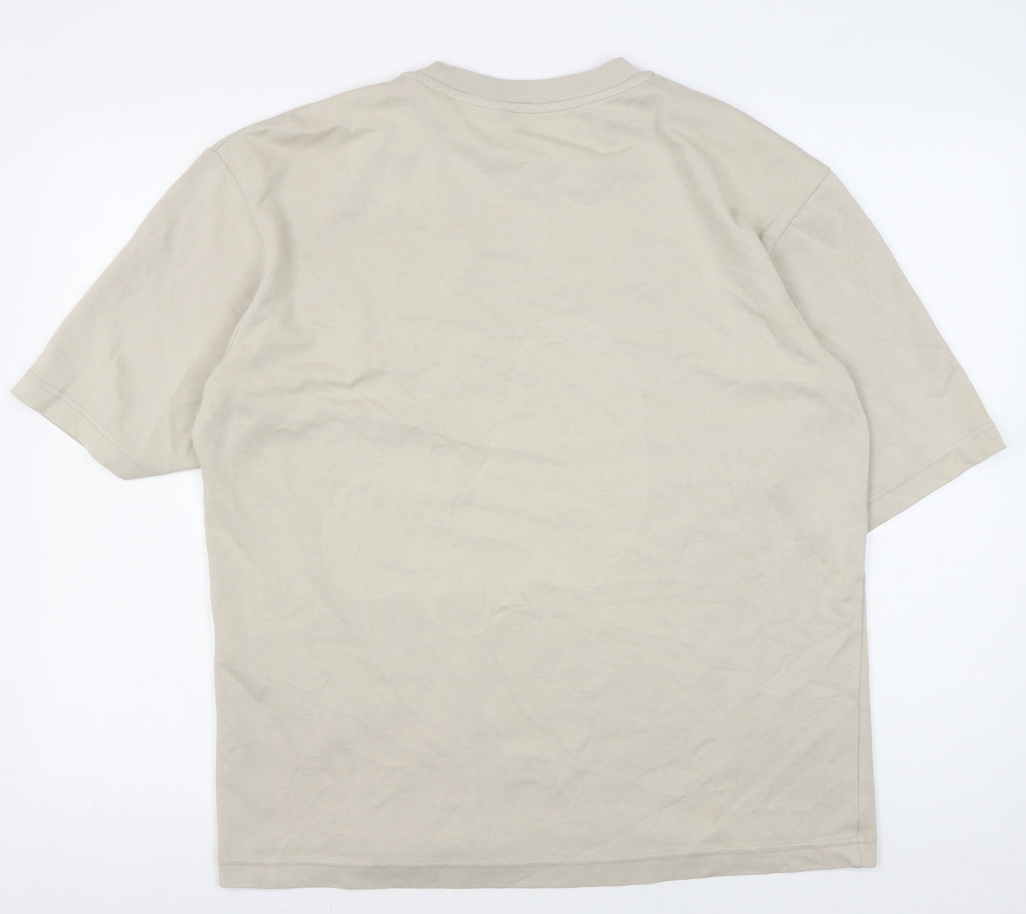 Uniqlo Men's Beige Crew Neck T-Shirt L