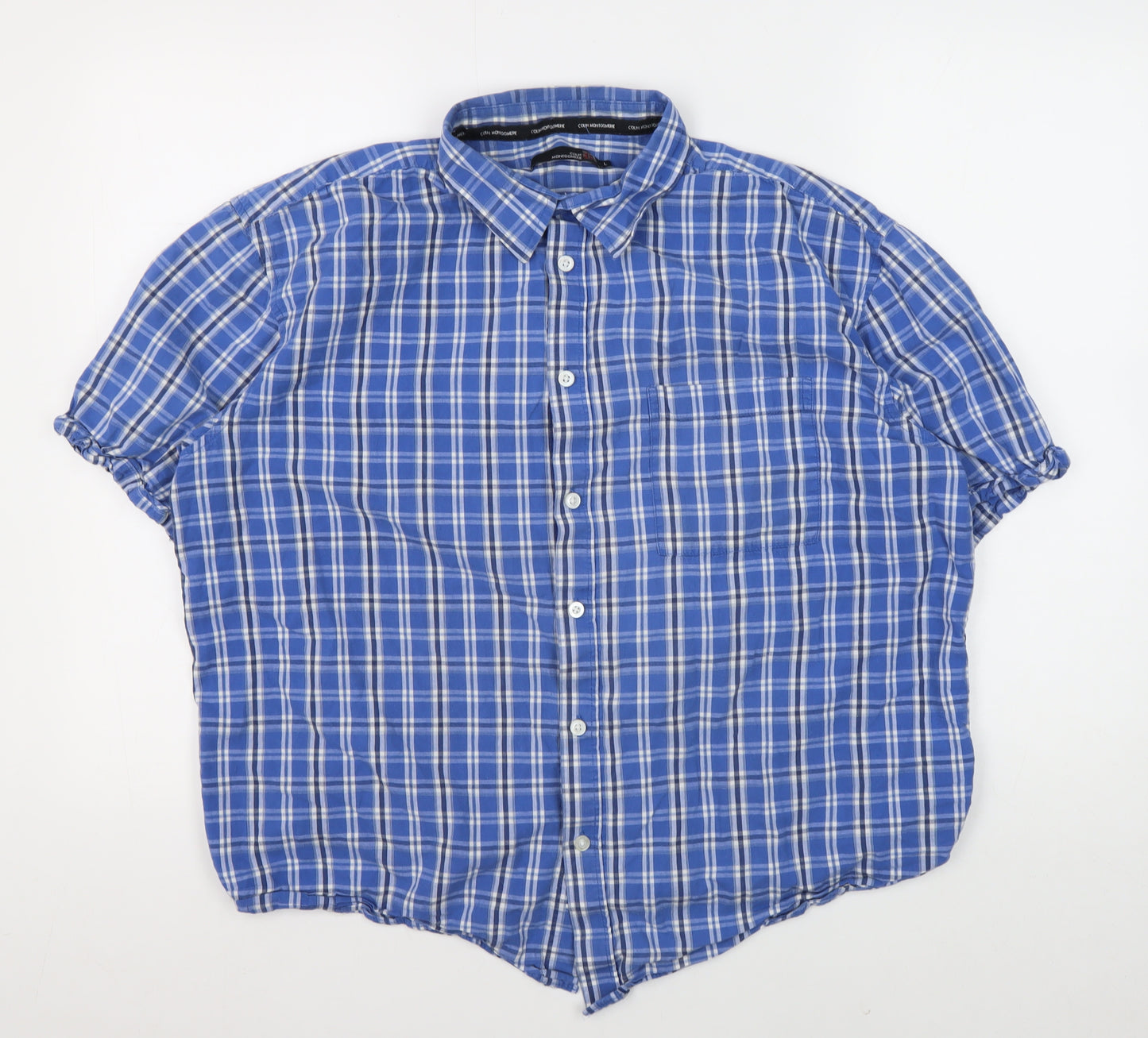Colin Montgomerie Men's Blue Check Shirt L