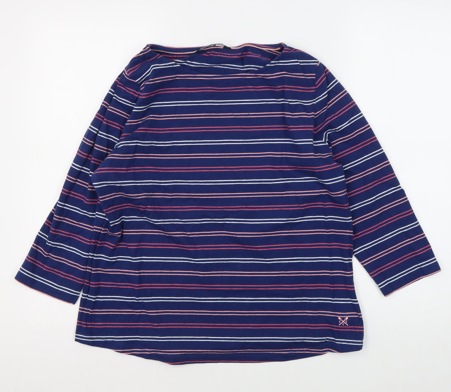 Crew Clothing Women's Blue Stripe T-Shirt, Size 14